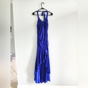 Satin Indigo Halter-top Dress
